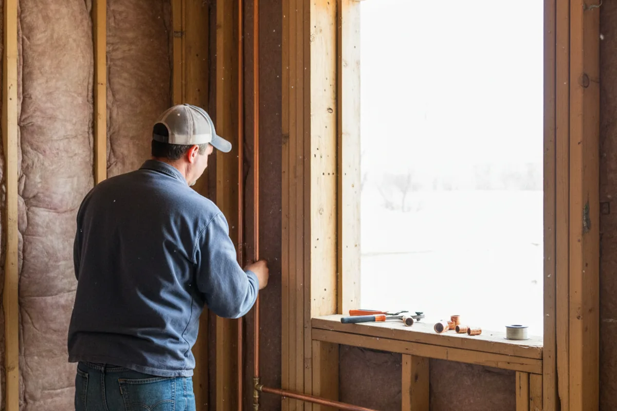 Licensed plumber running new copper supply lines in a Wilsonville home