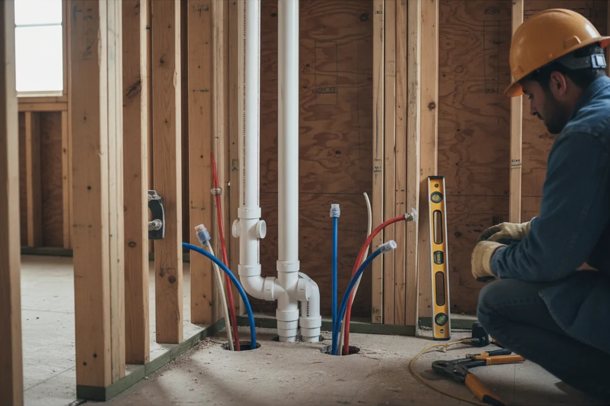 Drain and supply rough-in during Drain Cleaning in Wilsonville